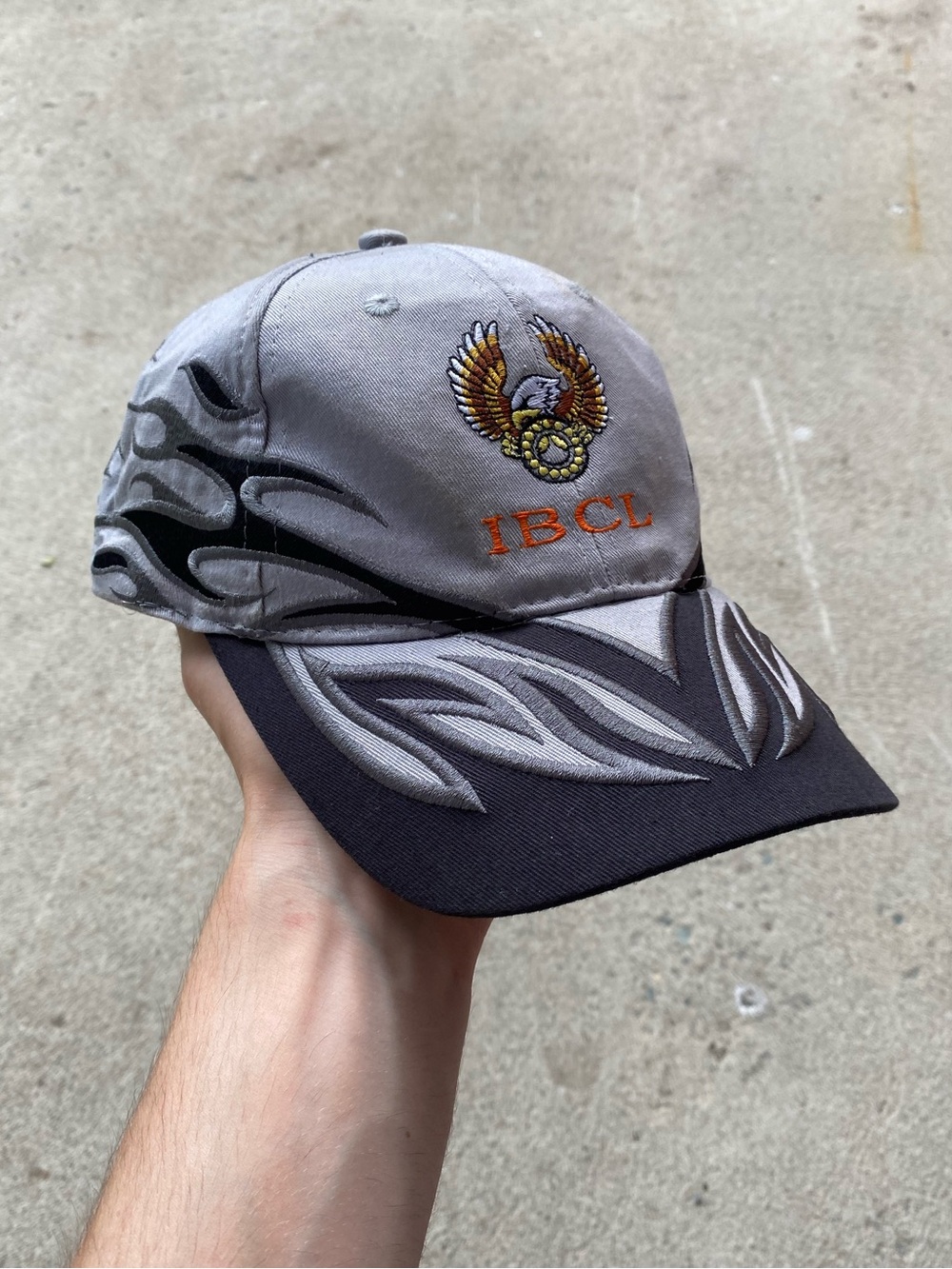 Flames Embroidered Biker Adjustable Cap